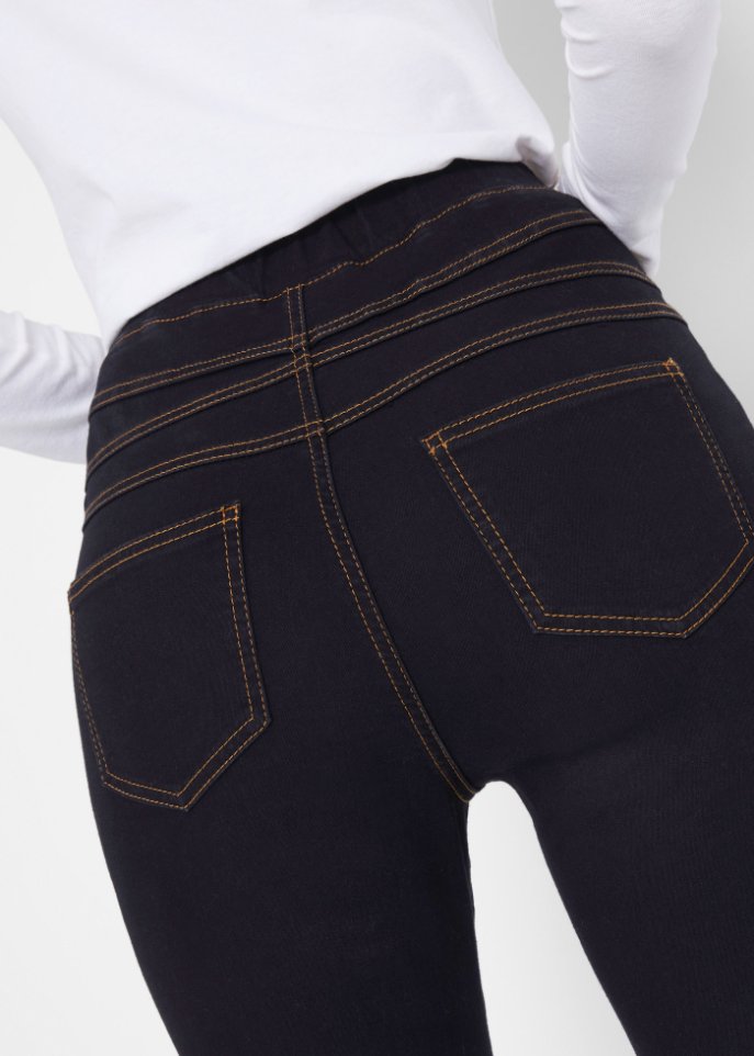 High Waist Jeggings aus leichter, elastischer Thermoqualität mit Bequembund