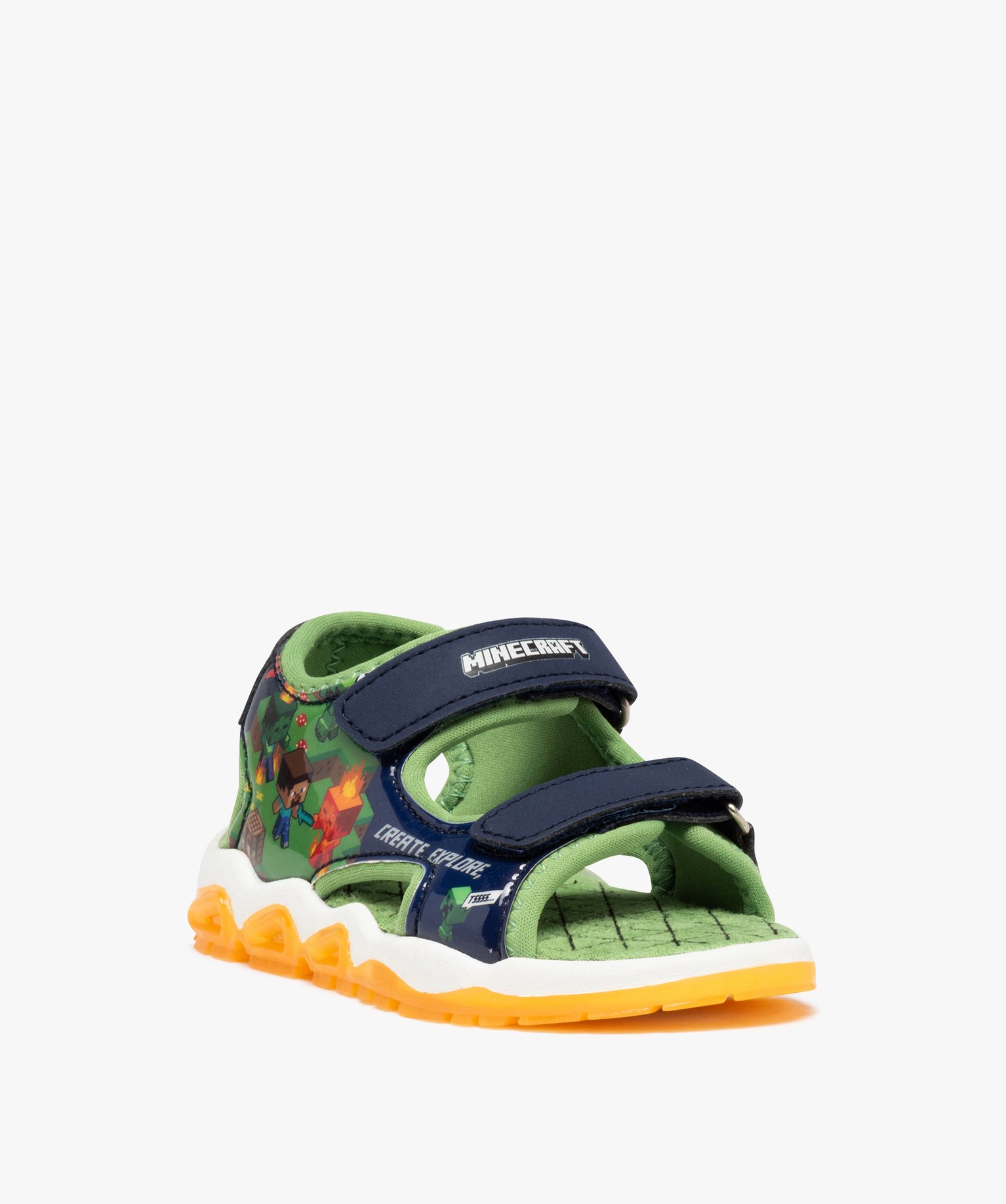 Sandales sport Garçon à brides scratch et semelle lumineus... vert | GEMO