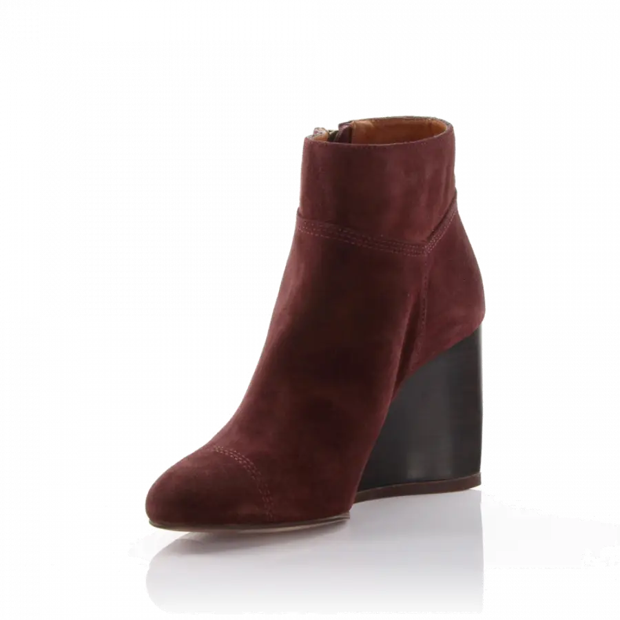 Lanvin - Keilstiefeletten Veloursleder bordeaux - rot