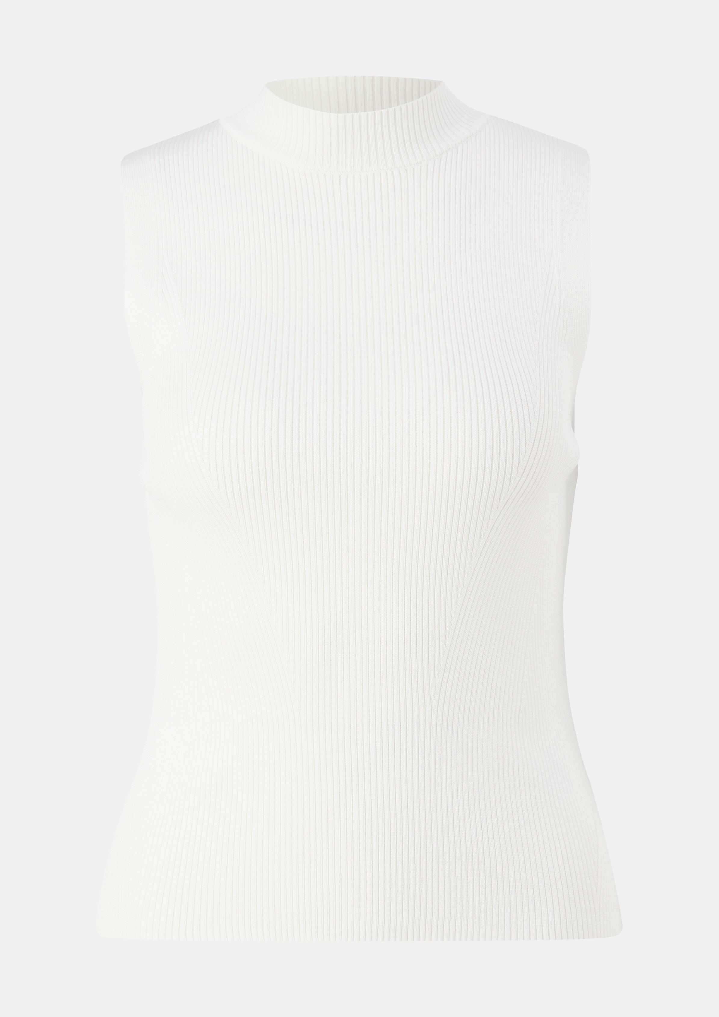 Ärmelloses Stricktop mit Rippstruktur - weiß
