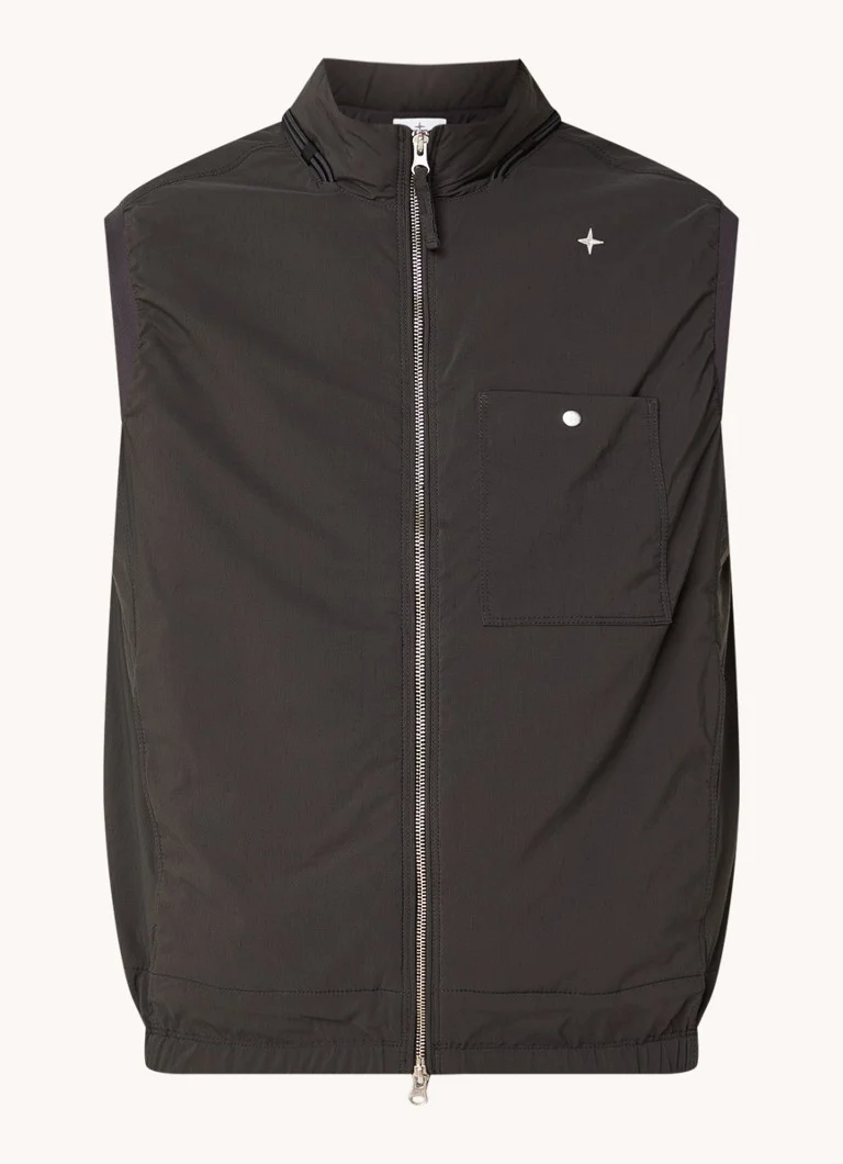 Γιλέκο Stone Island 12696 με τσέπες με φερμουάρ και κέντημα με λογότυπο