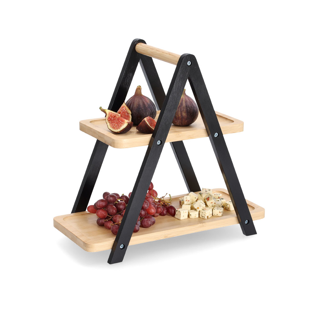 Etagere 2-stöckig natur/schwarz