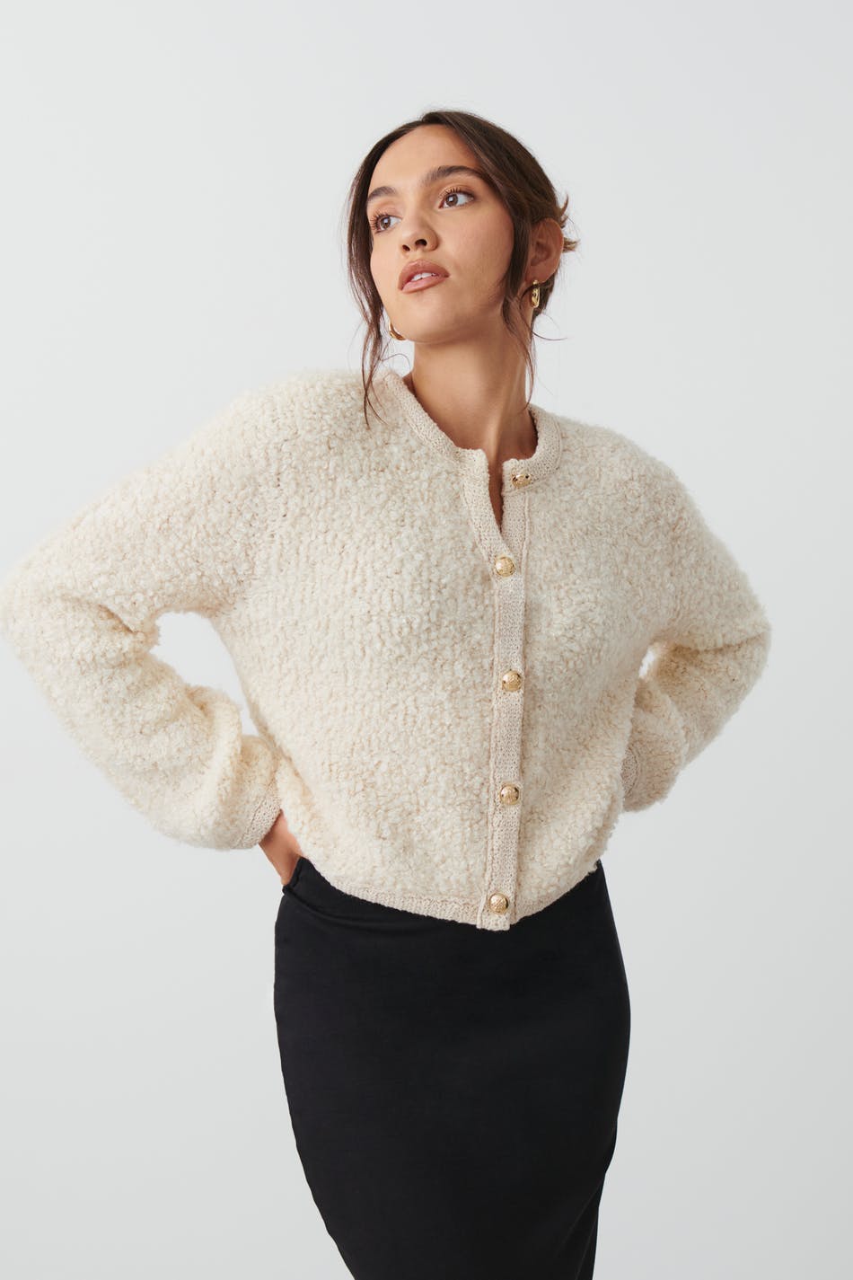 Knitted bouclé cardigan