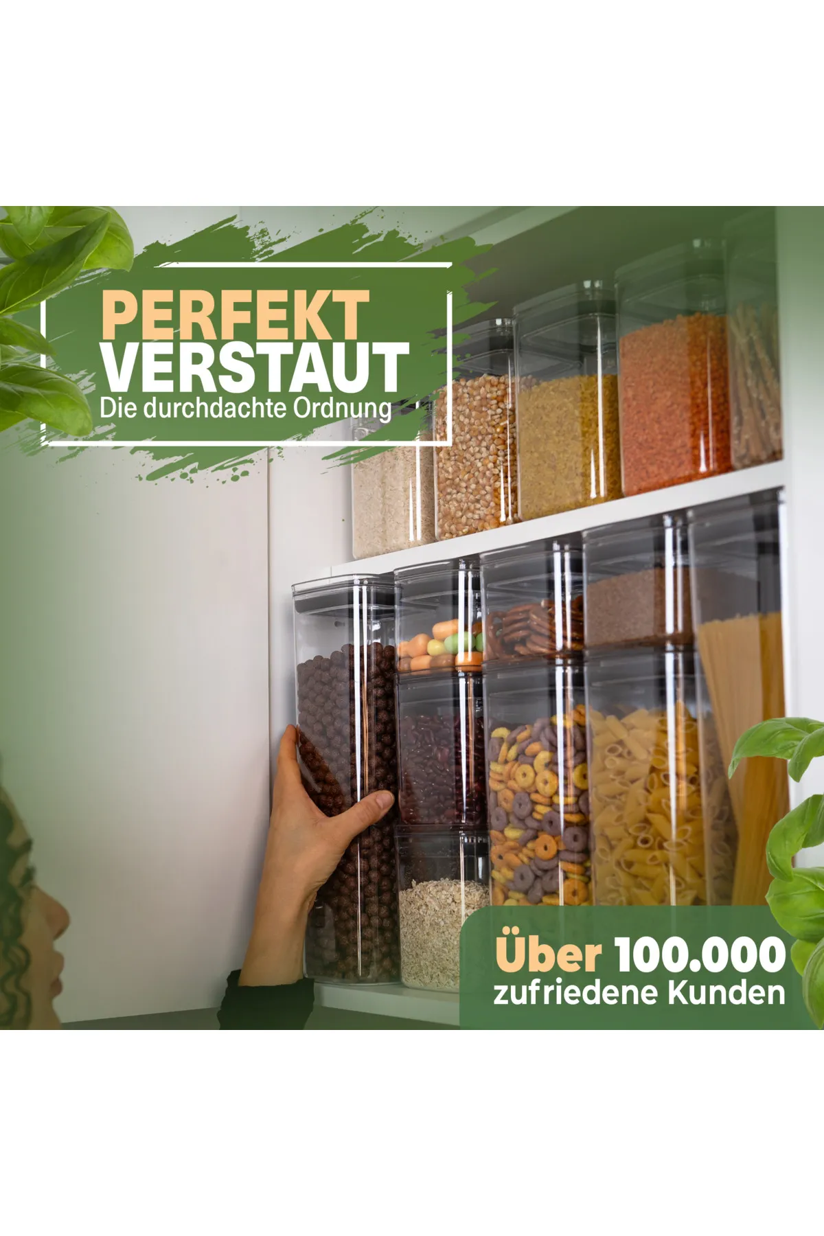 Viwares  Vorratsdosen mit Deckel Luftdicht – 6er 1400 Vorratsbehälter Set - BPA-FREI Klar