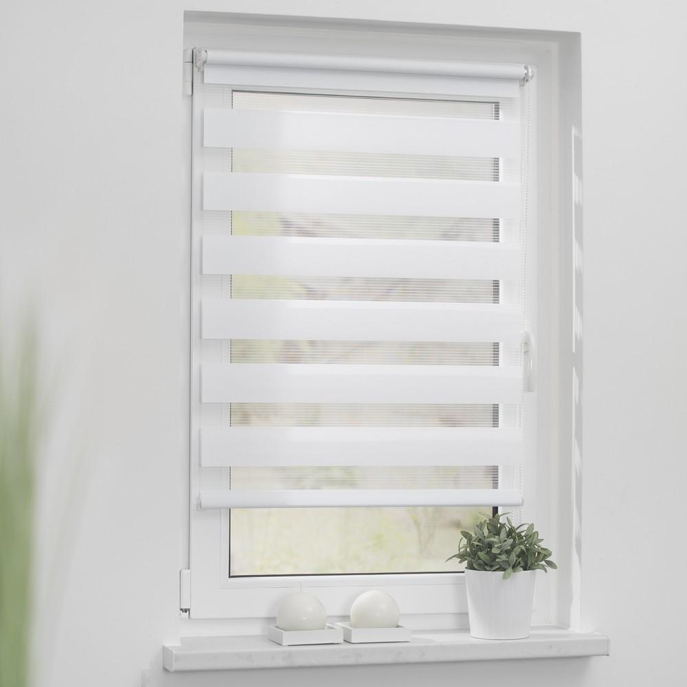 Lichtblick Duo-Rollo Haftfix, ohne Bohren, blickdicht Weiß, 90 cm x 150 cm (B x L)