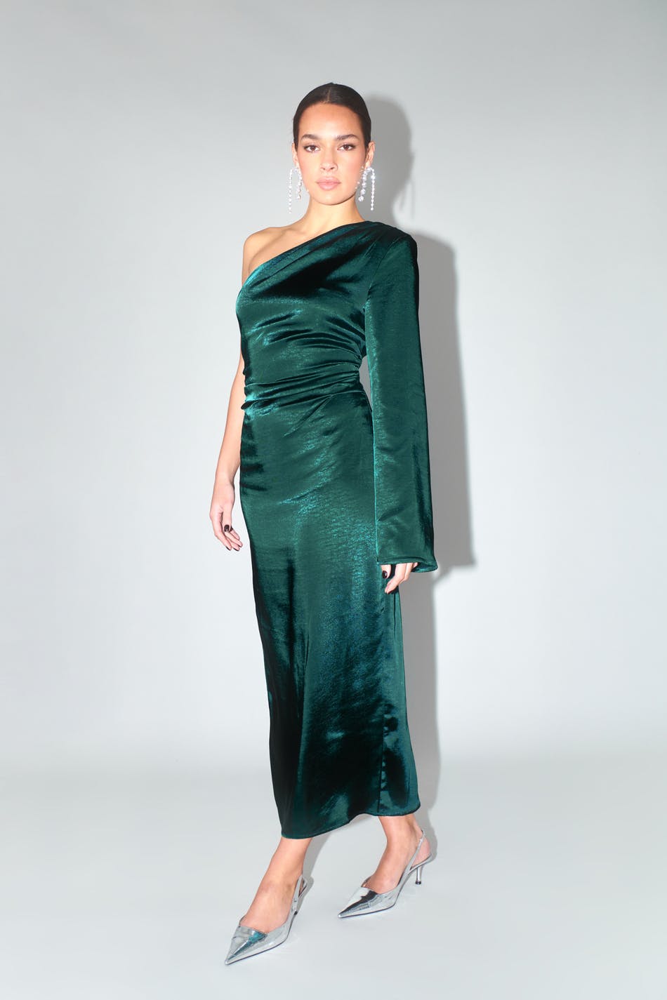 One shoulder satin dress