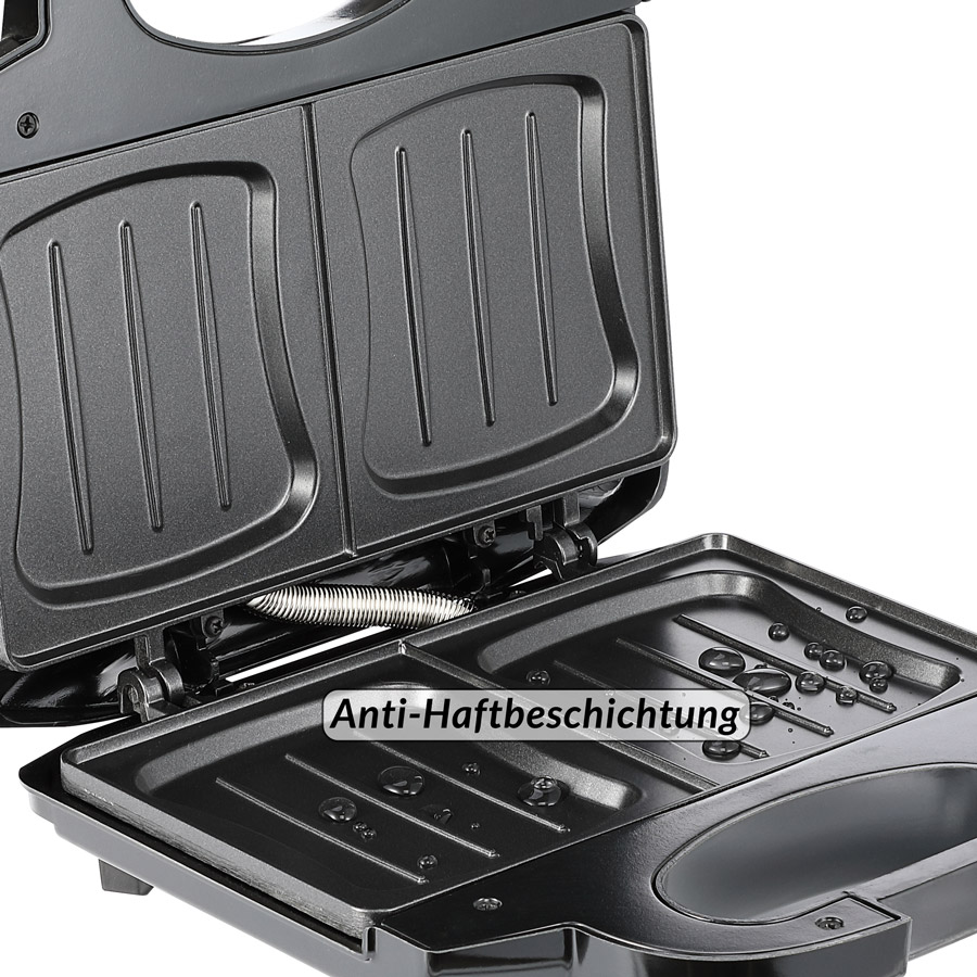 Monzana Sandwichmaker XL Schwarz/Silber 750W