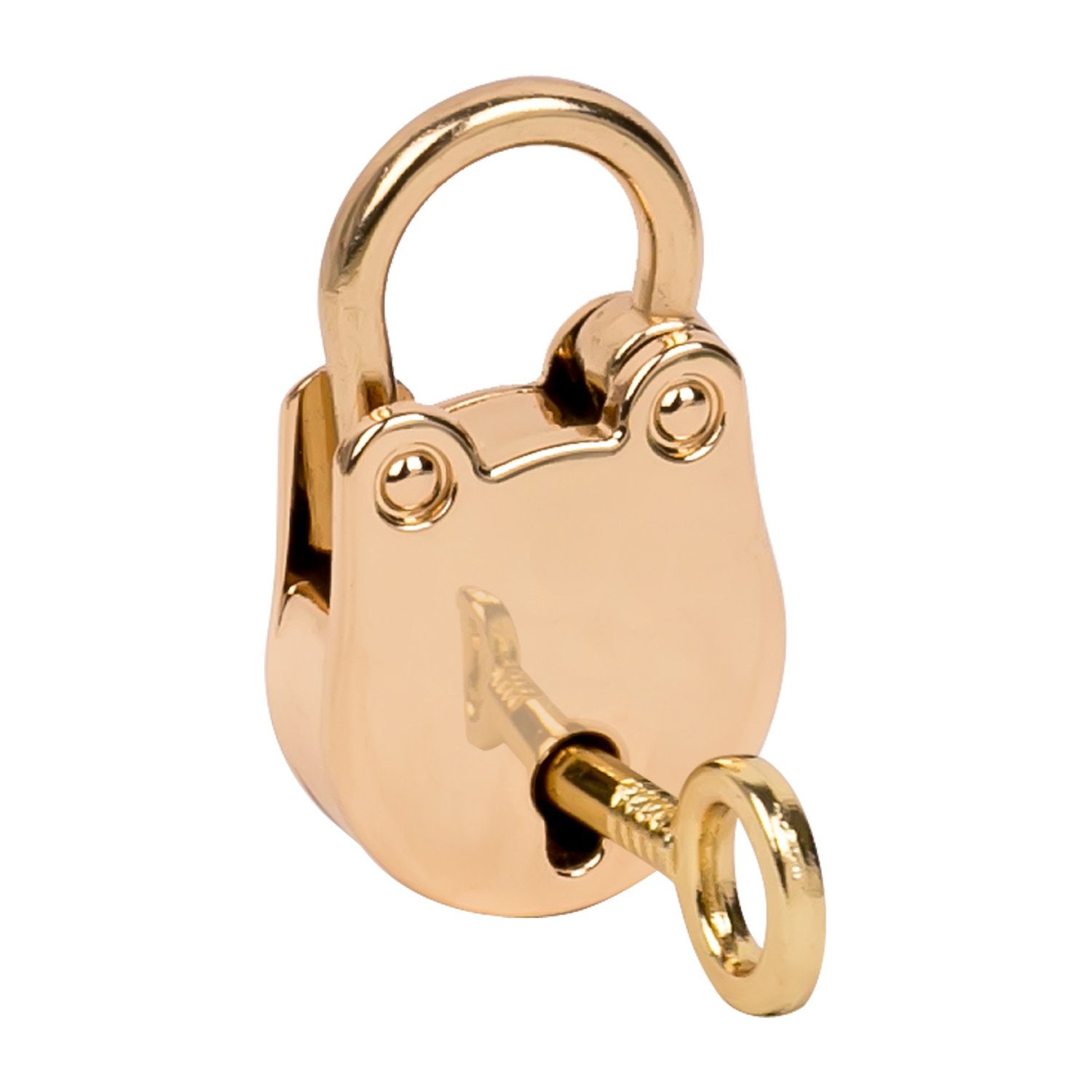HMF Vorhängeschloss 6490, Mini Deko Schloss mit Schlüssel, 3,8 x 2,5 x 1 cm, Gold