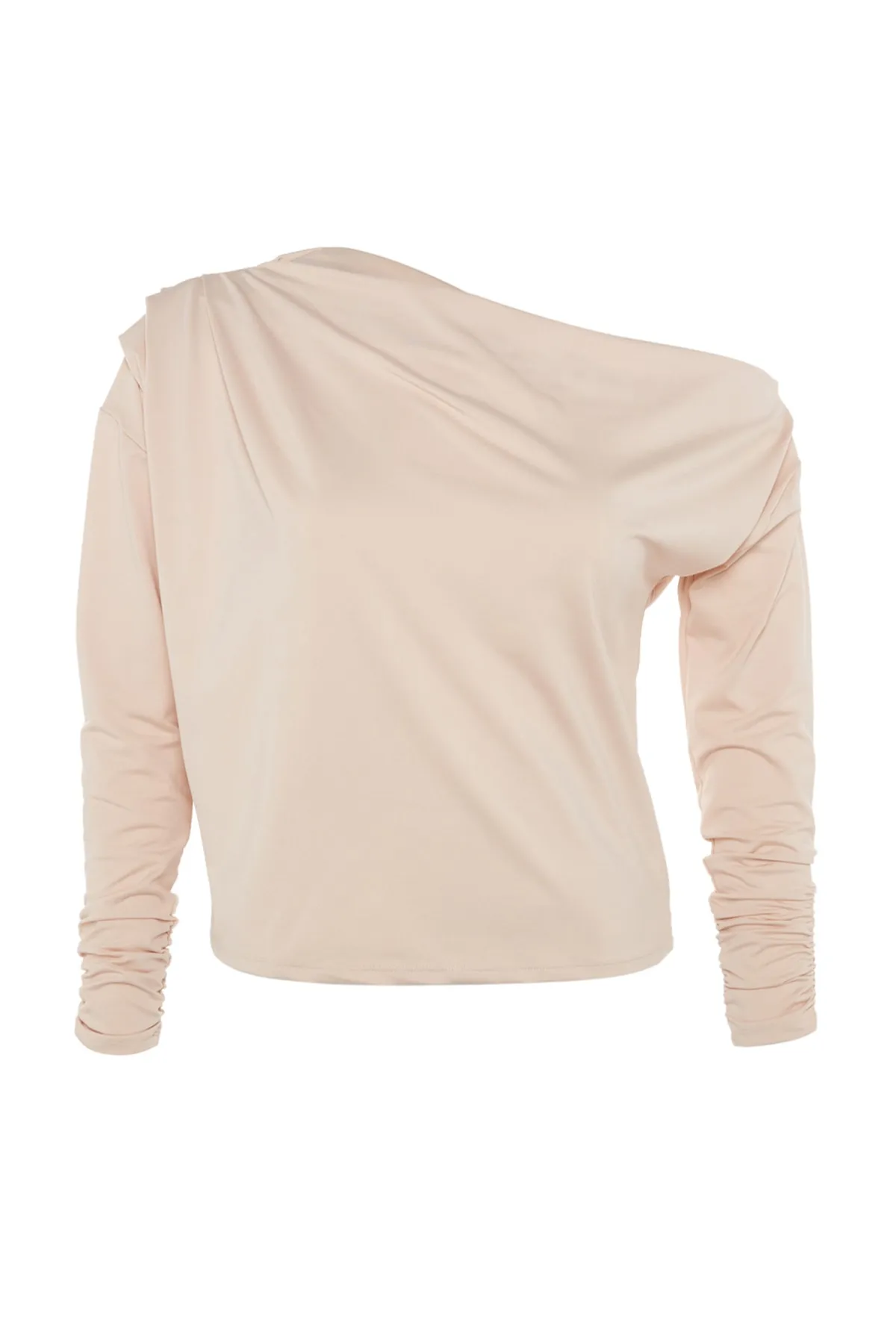 Trendyol Curve  Stone Scuba Shoulder Detaillierte, flexible Strickbluse TBBAW23AF00010