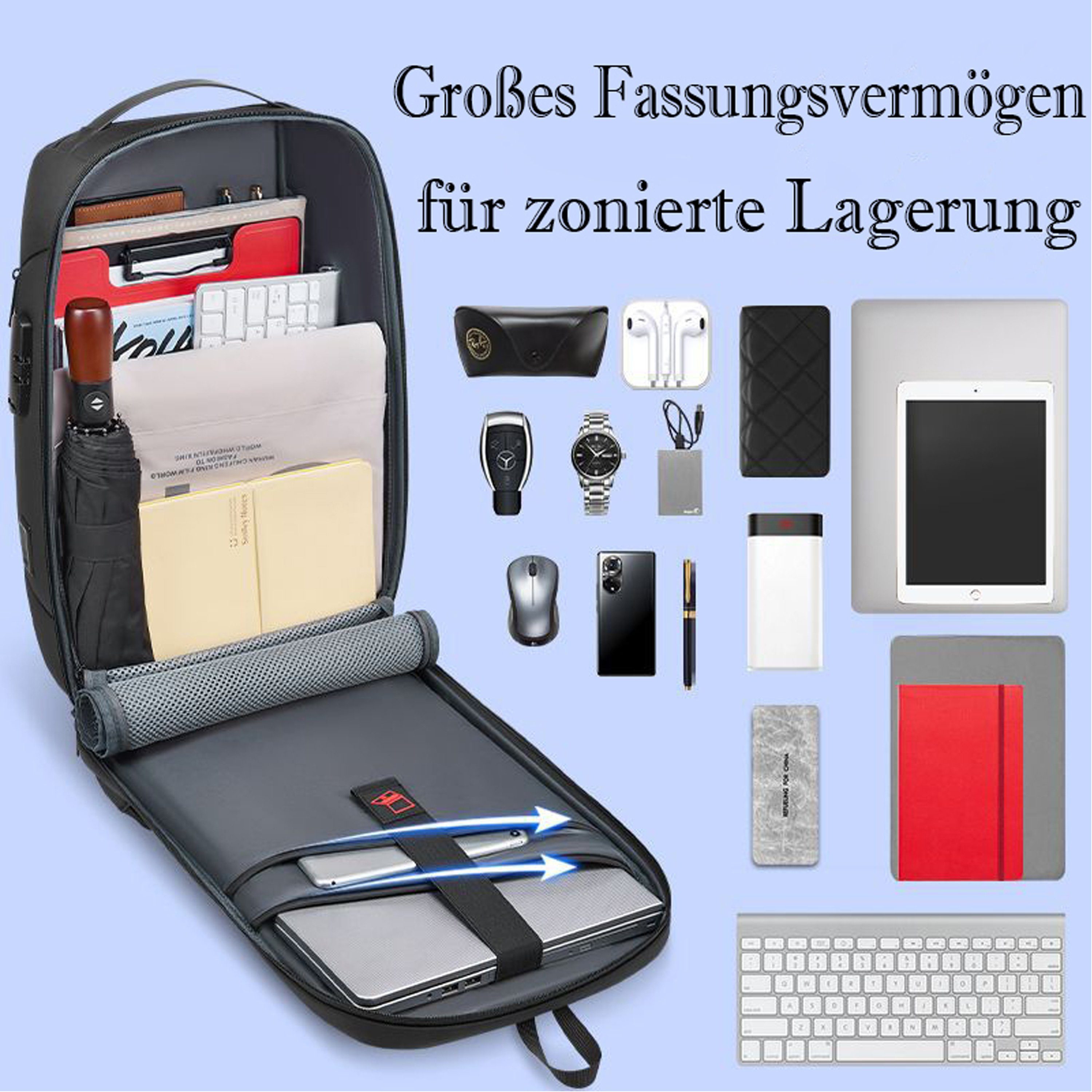 Mutoy Notebook-Rucksack Rucksack Herren,Großer Laptop Rucksack 17 Zoll,Schulrucksack (Großer Laptop Rucksack 17 Zoll, Schulrucksack Laptoptasche mit USB Ladeanschluss,Anti Diebstahl,Business,Arbeit,Reisen), Rucksack für Teenager Notebook College,Herr
