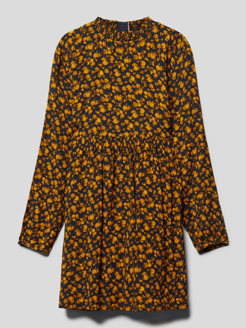 Kleid mit Allover-Muster in senfgelb
