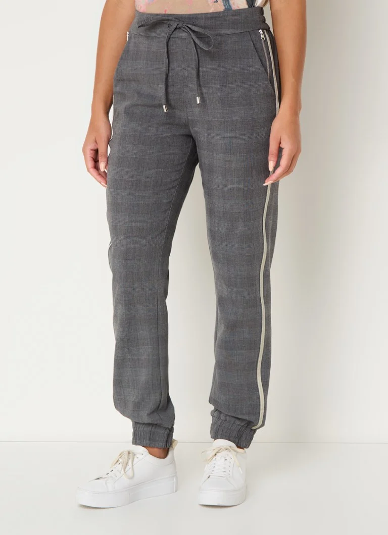 Pantaloni slim fit în carouri cu talie înaltă Lacie Kimi de la Mos Mosh MM