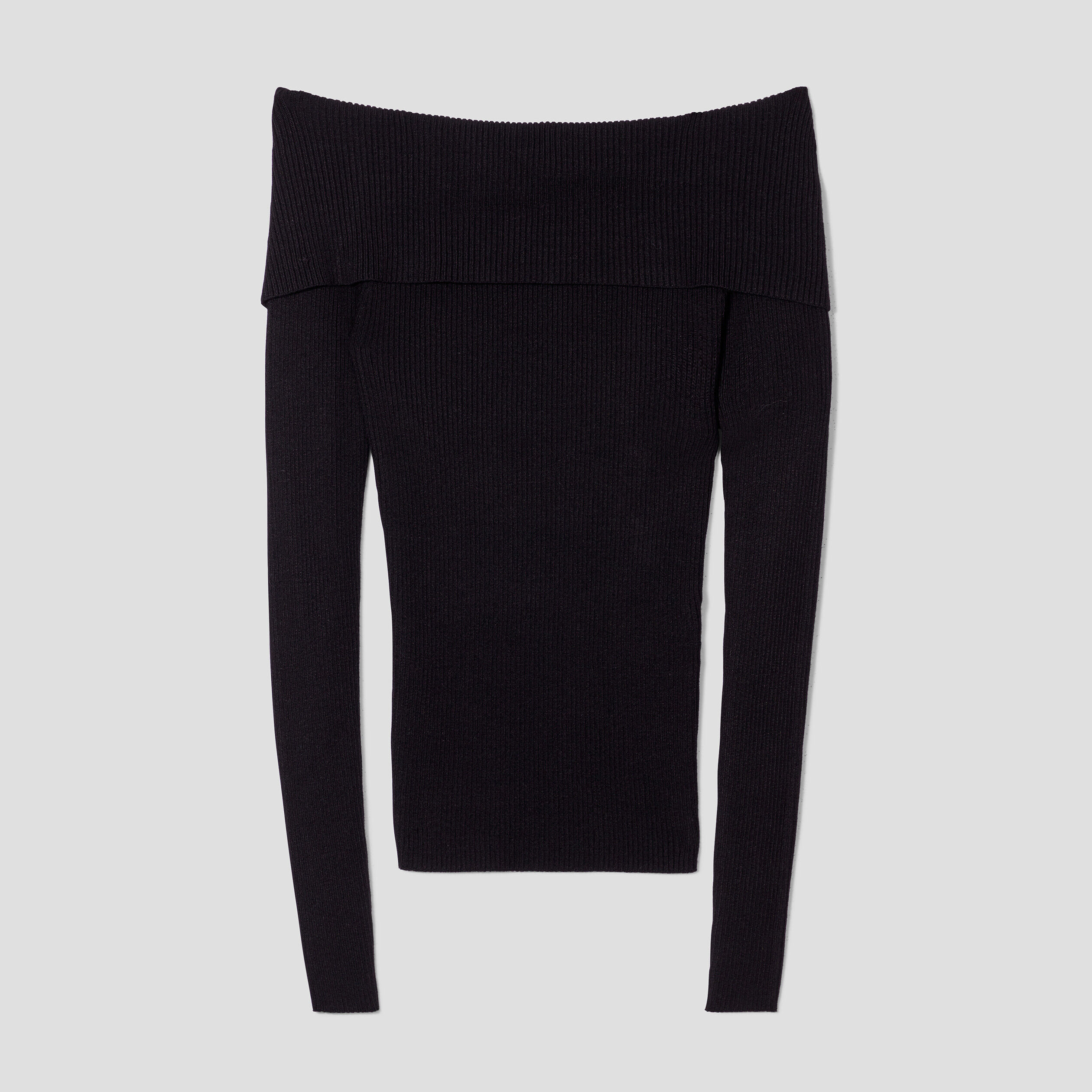 Pull col bardot côtelé noir femme | Cache Cache