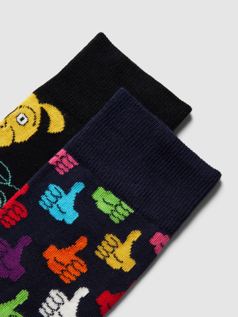 Socken mit Allover-Muster im 2er-Pack in schwarz