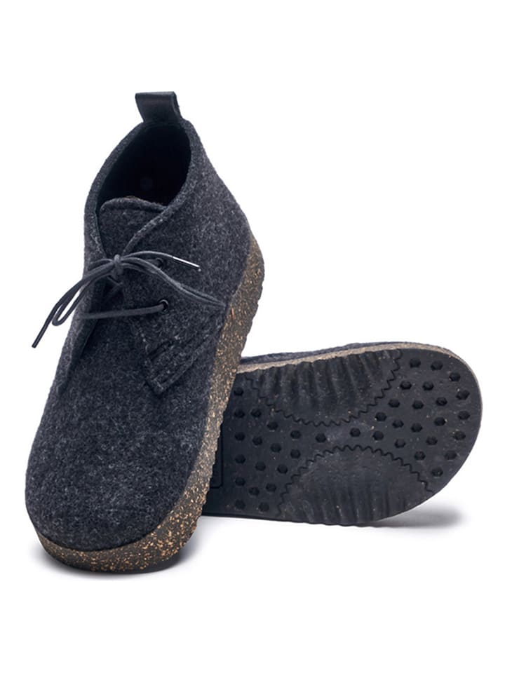 Comfortfusse Woll-Schnürschuhe in Anthrazit günstig kaufen