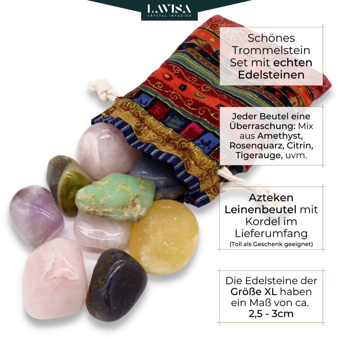 LAVISA Mineralstein Trommelsteine Mischung, Edelsteine Kristalle, 100% Mineralsteine