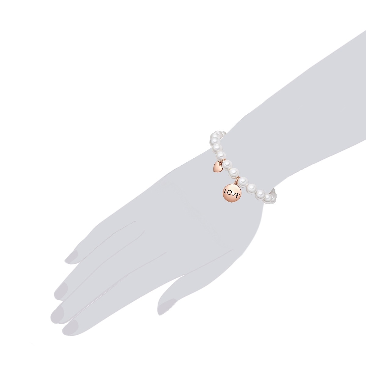 Perlen-Armband Love Messing Muschelkernperle in Roségold