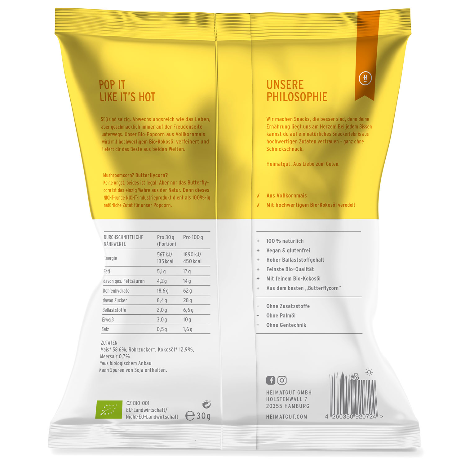 Heimatgut Bio Popcorn süß & salzig 30g
