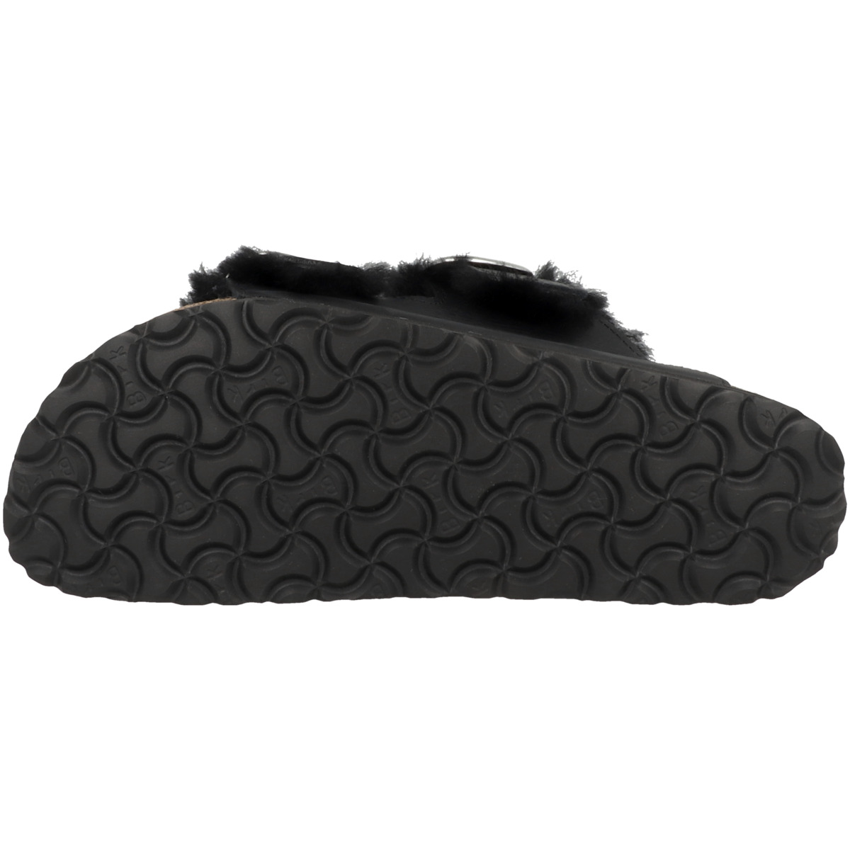 Birkenstock Arizona Big Buckle Lammfell Geöltes Nubukleder schmal Sandale schwarz