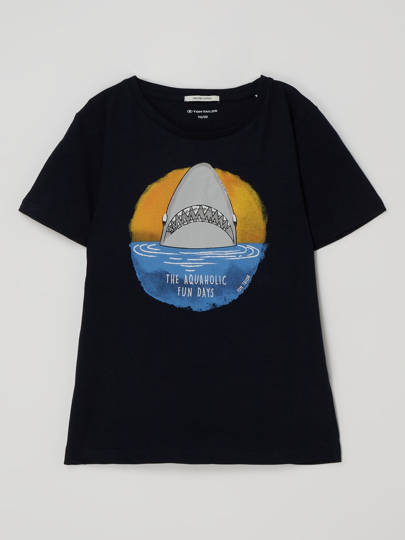 T-Shirt mit Print in marineblau