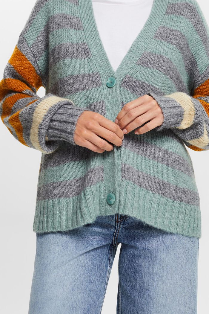 Gestreifter Cardigan aus Wollmix