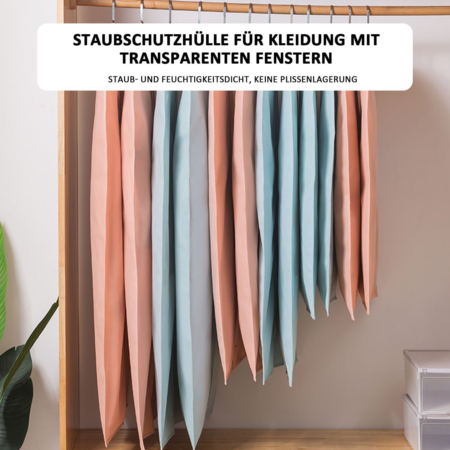 MAGICSHE Kleidersack Vliesstoff Sack zum Aufhängen mit transparentem Fenster (3 St)
