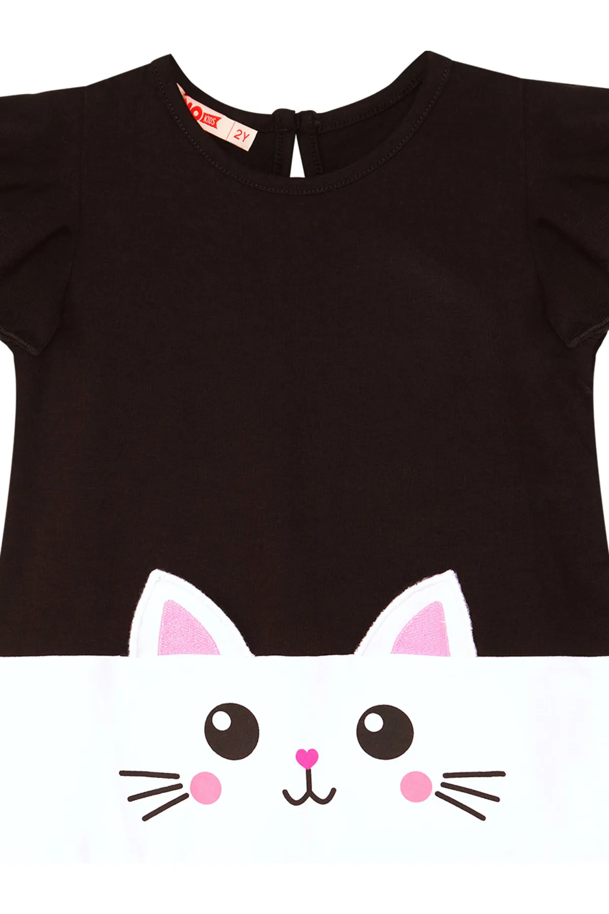 Denokids  Weißes Mädchenkleid mit Katzenrüschen