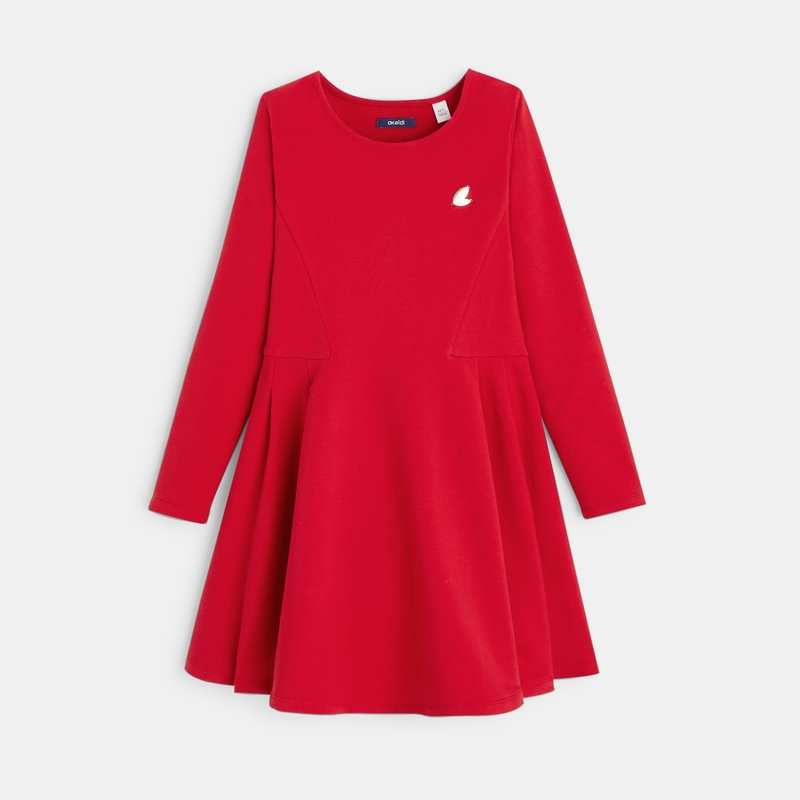 Robe unie en jersey milano rouge fille
