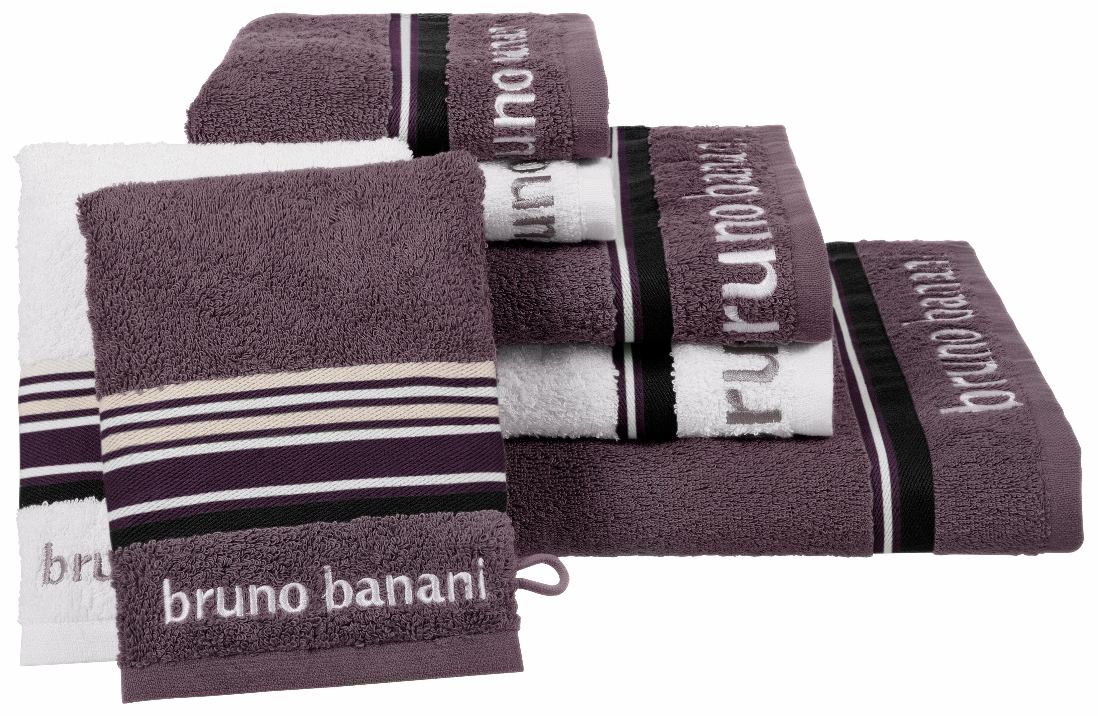 Bruno Banani Handtuch Set Maja, Walkfrottee, (Set, 7-tlg), mit Bordüre und Markenlogo, 7 teiliges Handtücher Set, 100% Baumwolle