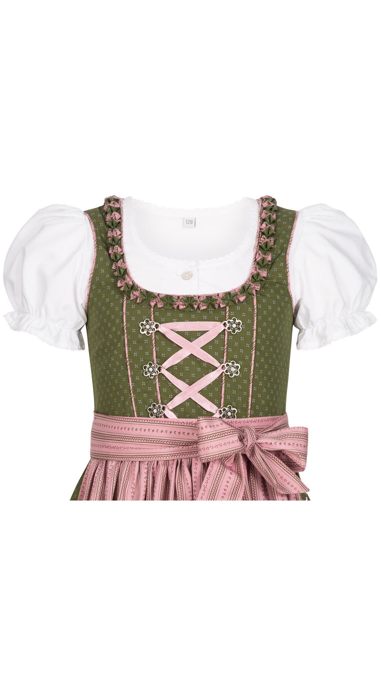 Nübler Dirndl Kinderdirndl 3-teilig Nabilia in Grün von Nübler 3 teiliges Set aus Dirndl, Bluse und Schürze, Kinder Tracht im Original bayerischen Stil
