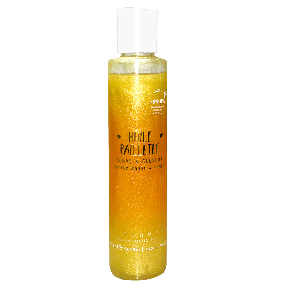 Inuwet Huille Pailleté Corps & Cheveux au Monoï 150ml Huile sublimatrice nourissante