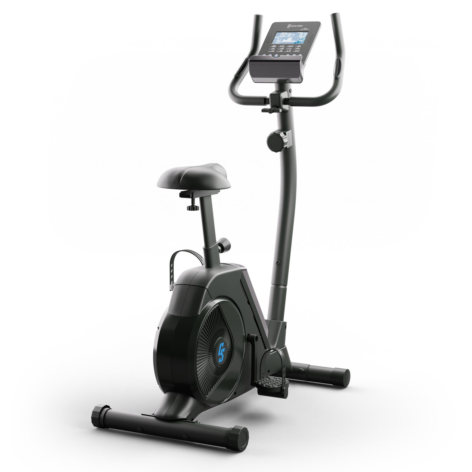 Capital Sports Crosstrainer Helios Cardiobike Heimtrainer (Trainingscomputer mit 12 Programmen), Standfahrrad Hometrainer Cardio Trainingsgerät Ausdauertraining Fitnes