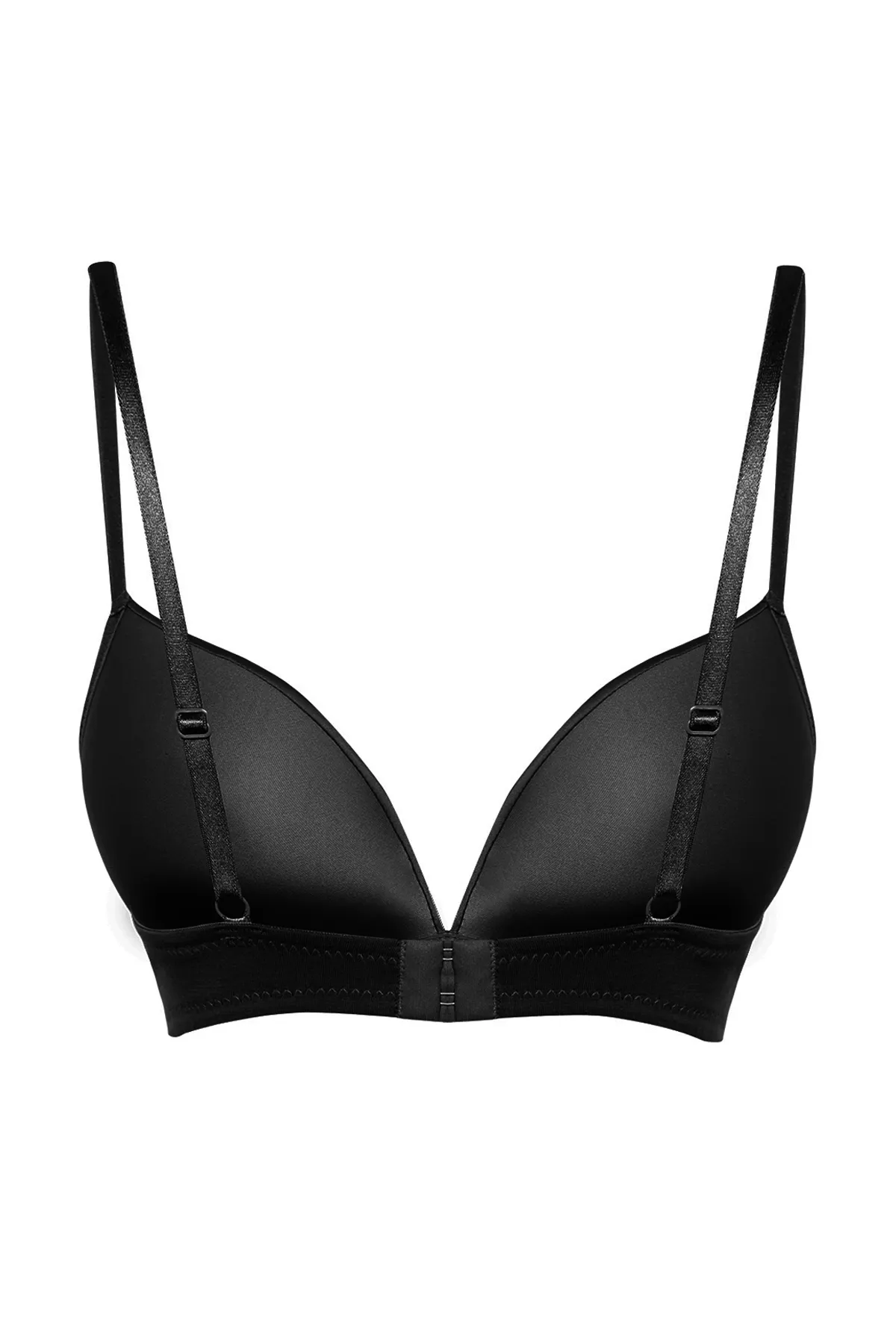 Trendyol Collection  Schwarzer, beschichteter Strick-BH mit modalem Satin-Detail und String-Trägern, der den Busen aufbauscht THMSS24SU00040