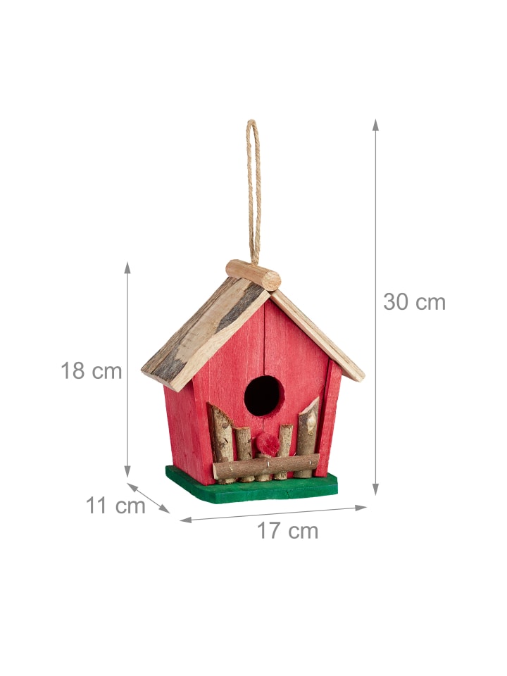 relaxdays Vogelhaus in Rot/Grün günstig kaufen onesize
