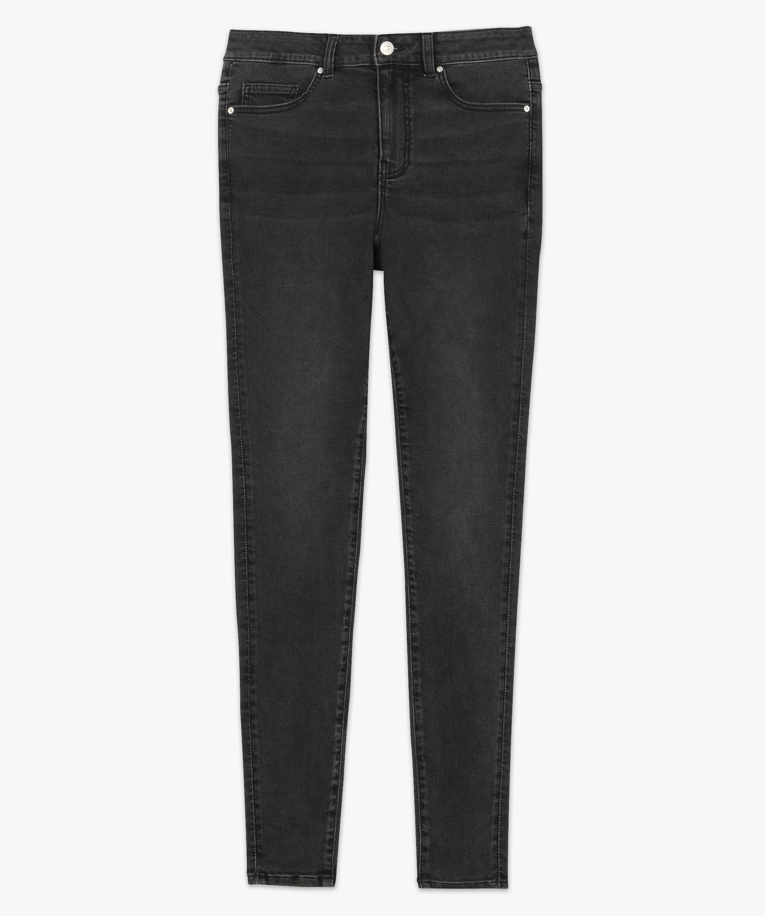Jean femme coupe skinny taille haute gris | GEMO