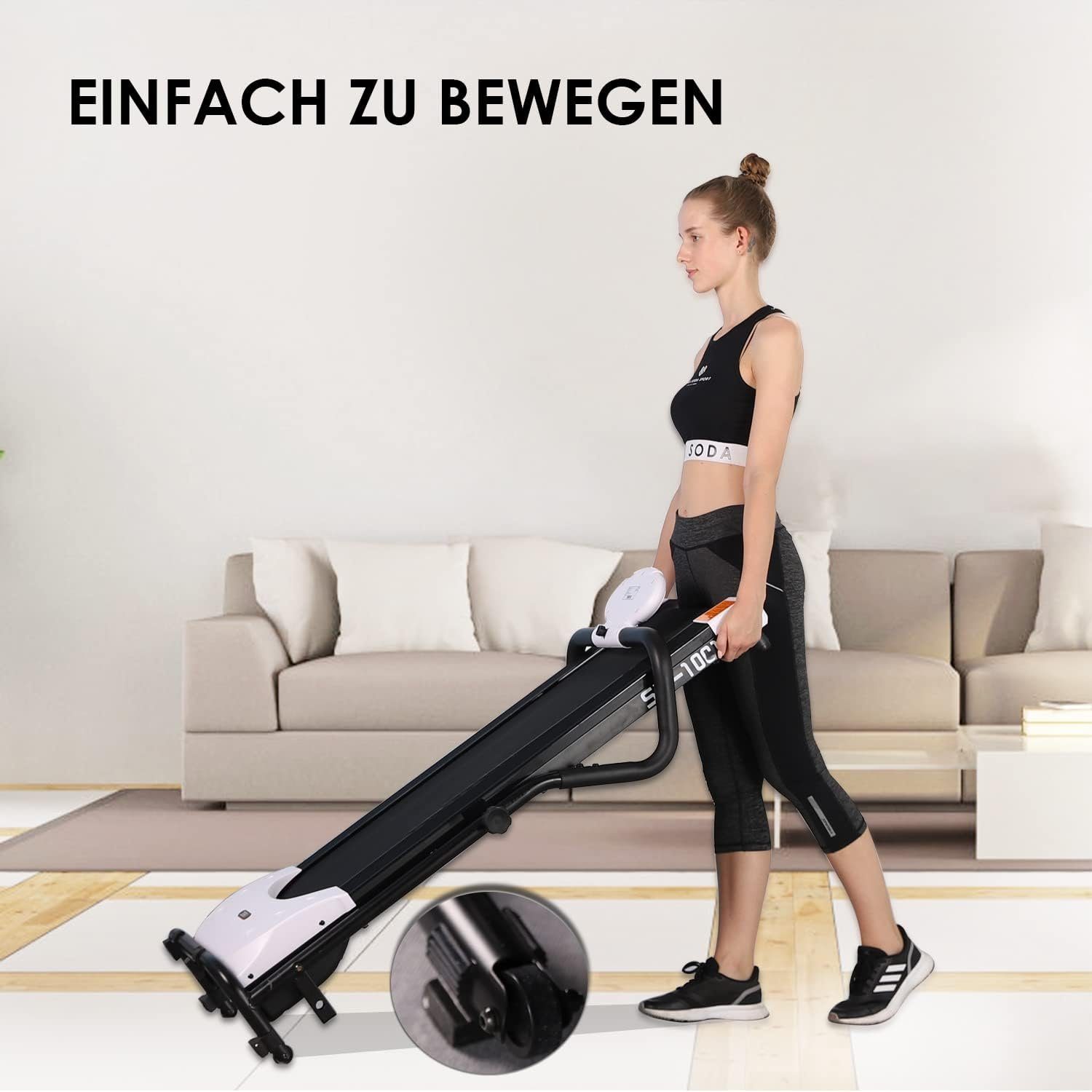 ISE Laufband (Laufband für Home GEH Lauftraining verstellbar Programmen750W 10KM/H), mit hat 3 voraufgezeichnete Programme und 4 Schnelleinstellungstasten