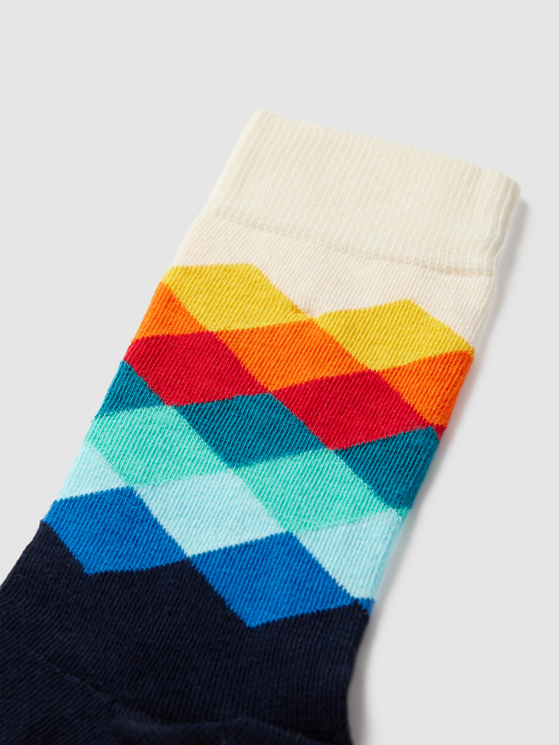 Socken mit Allover-Muster Modell 'FADED DIAMOND' in marineblau