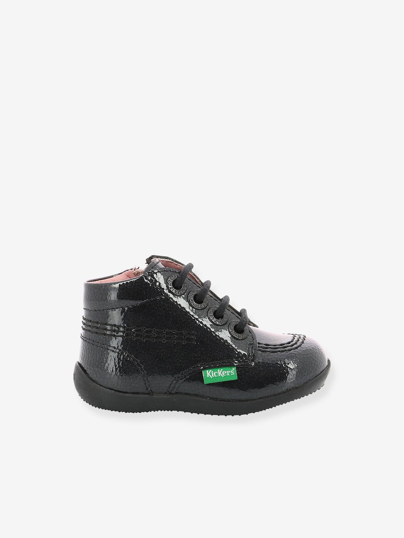 Bottillons cuir bébé fille Billista Zip KICKERS® noir vernis