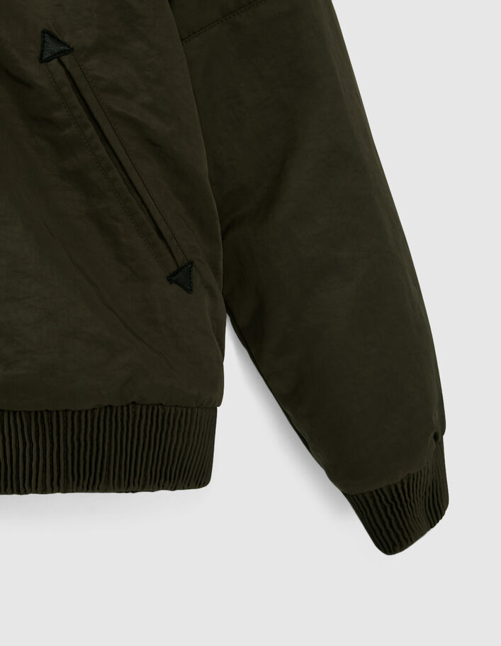 Bomber kaki fourré capuche molleton noir garçon
