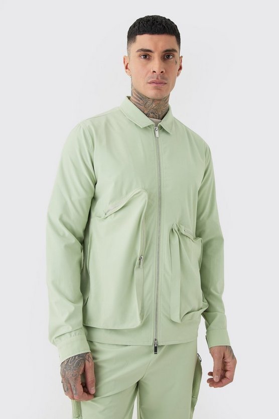 Tall asymmetrische Stretch Harrington-Jacke