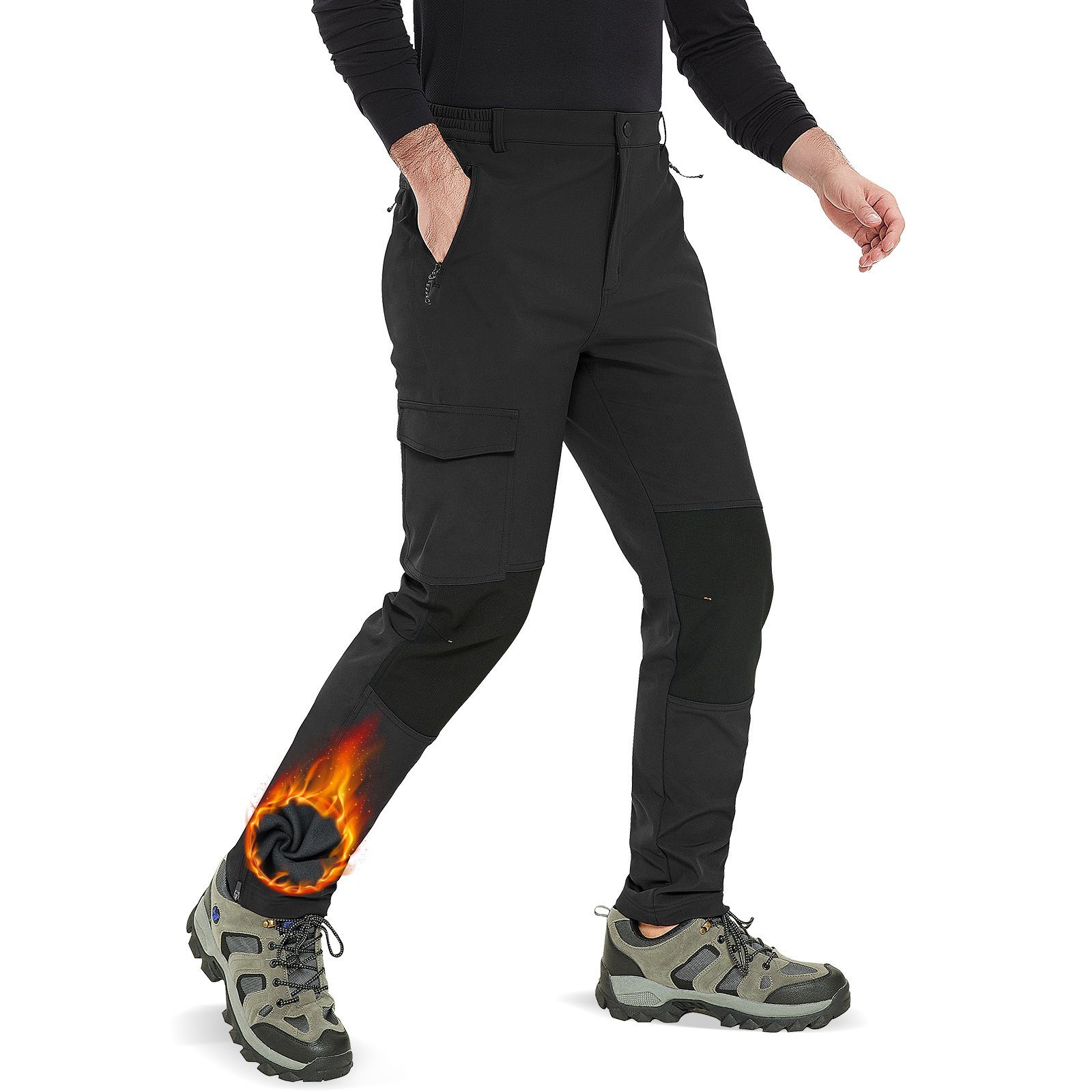 MEETYOO Outdoorhose Herren Trekkinghose Thermo Wanderhose Snowboardhose (Fleece Softshellhose, Radlerhose, Sports Hose, Cargohose) Skifahren, Snowboarden, Camping, Radfahren