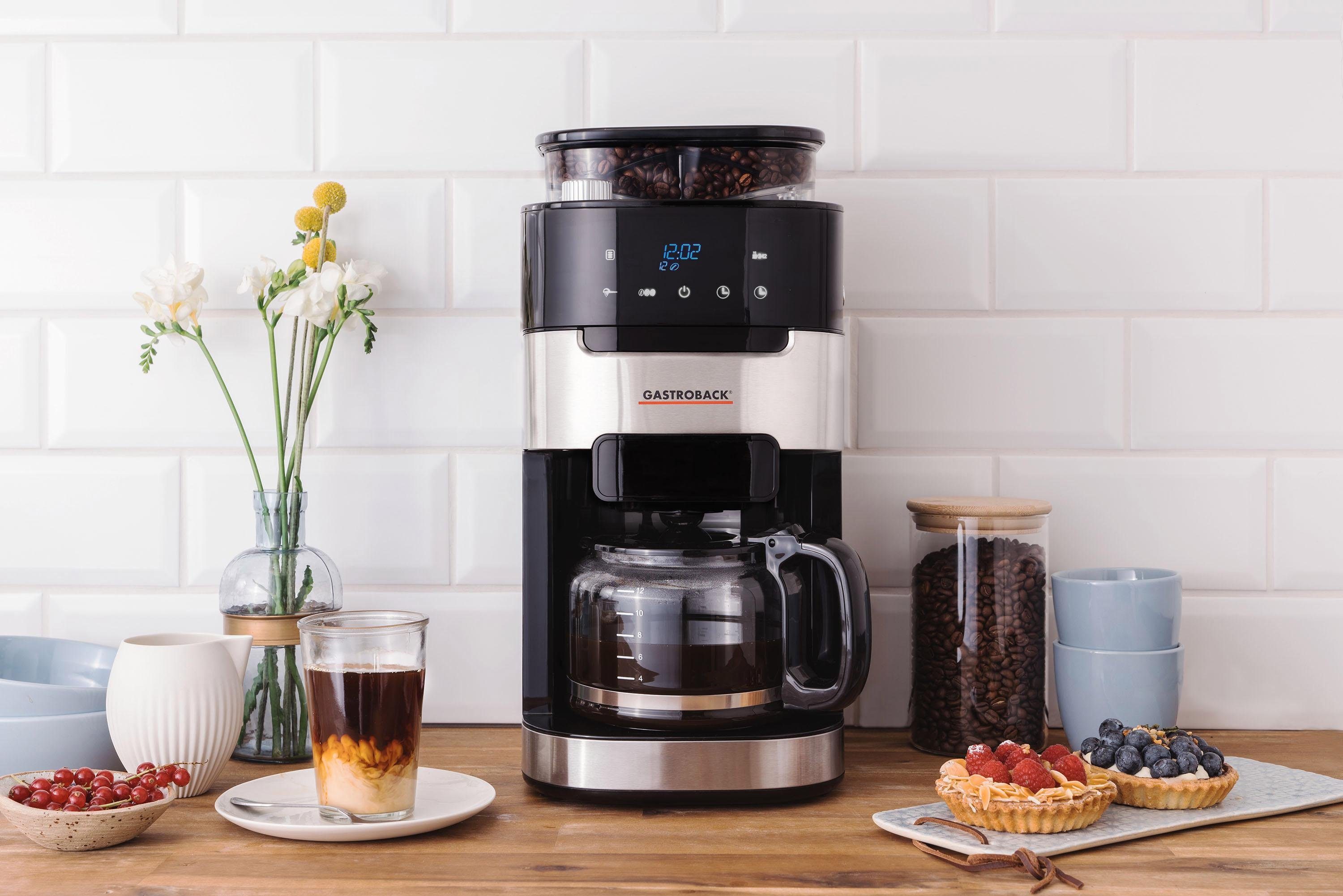Gastroback Kaffeemaschine mit Mahlwerk Grind & Brew Pro 42711, 1,5l Kaffeekanne, Permanentfilter