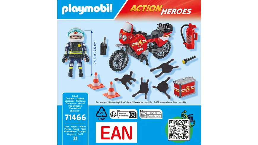 PLAYMOBIL 71466 ACTION HEROES Feuerwehrmotorrad am Unfallort