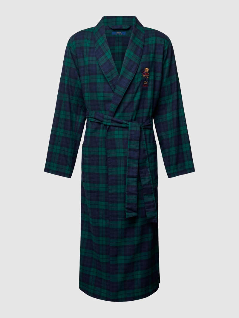 Bademantel mit Tartan-Muster Modell 'HOLIDAY BEAR' in dunkelgrün