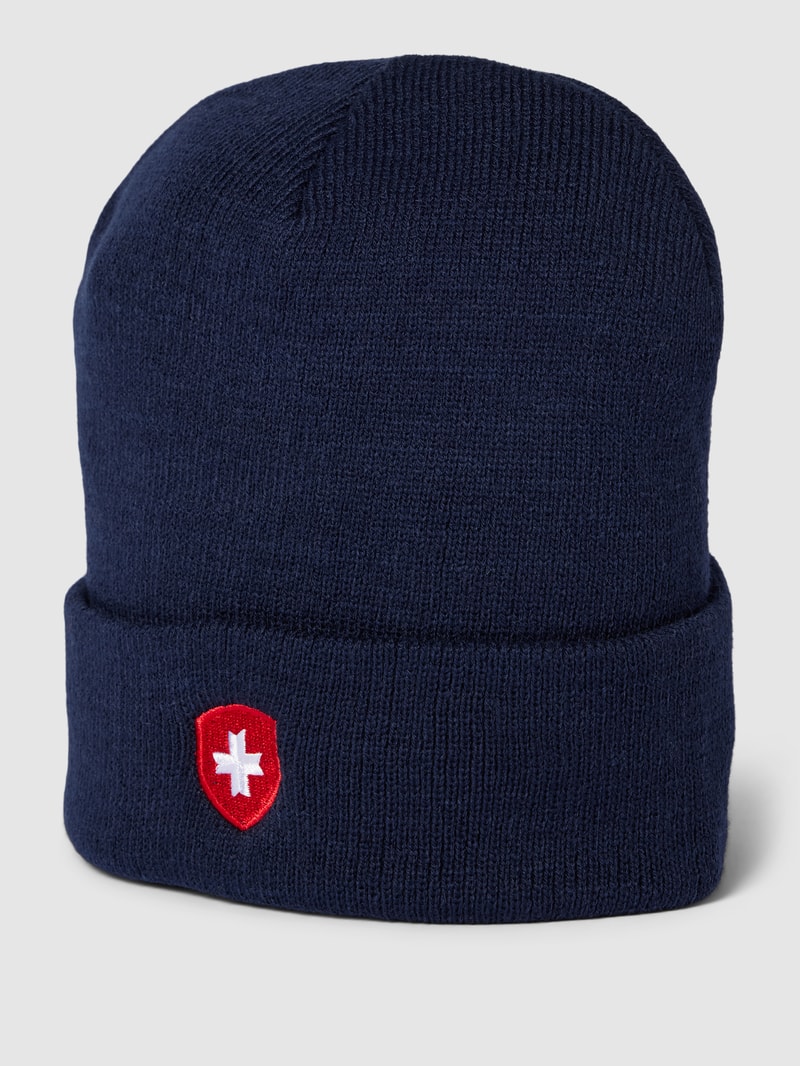 Beanie mit Label-Stitching in marineblau