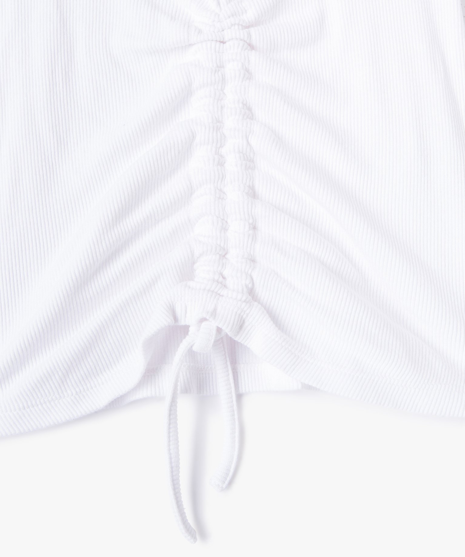 Tee-shirt fille à manches courtes en maille ctelée - Lul... blanc | GEMO