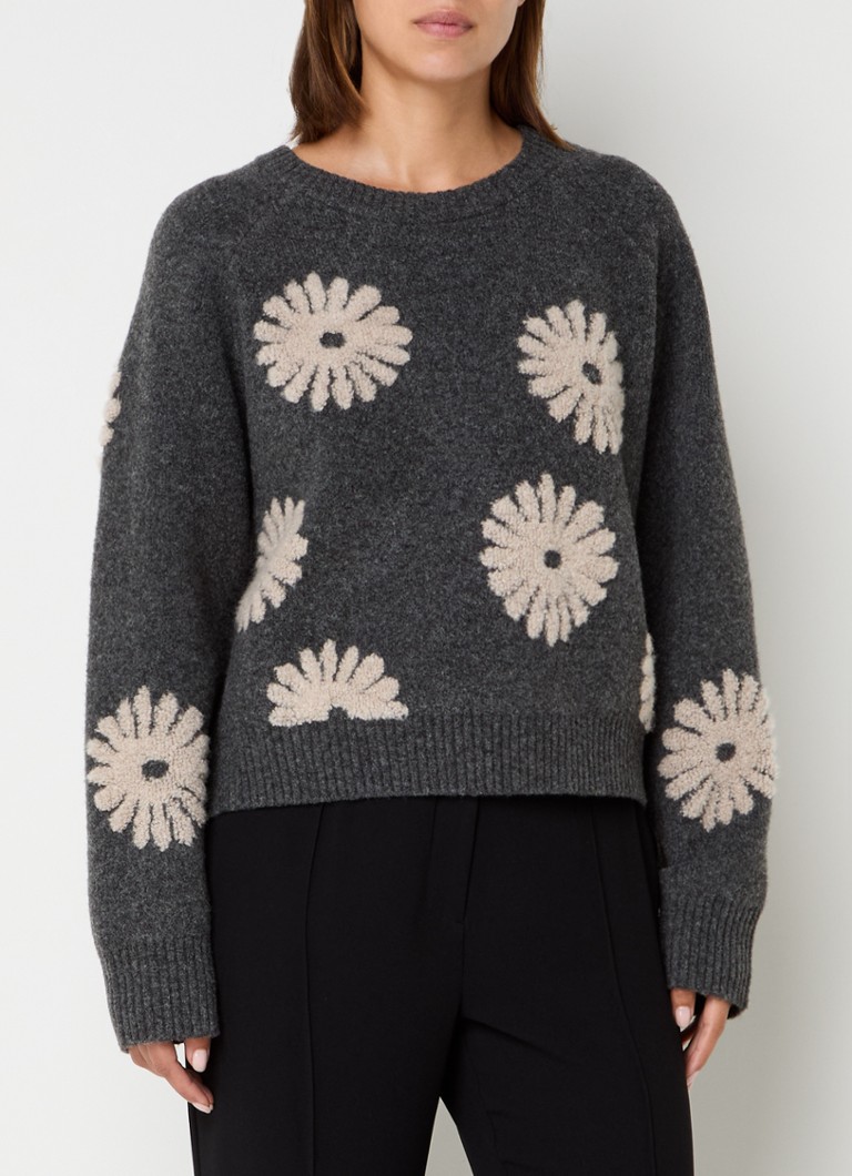 Maglione a maglia fine di Claudia Sträter in misto lana con motivo jacquard