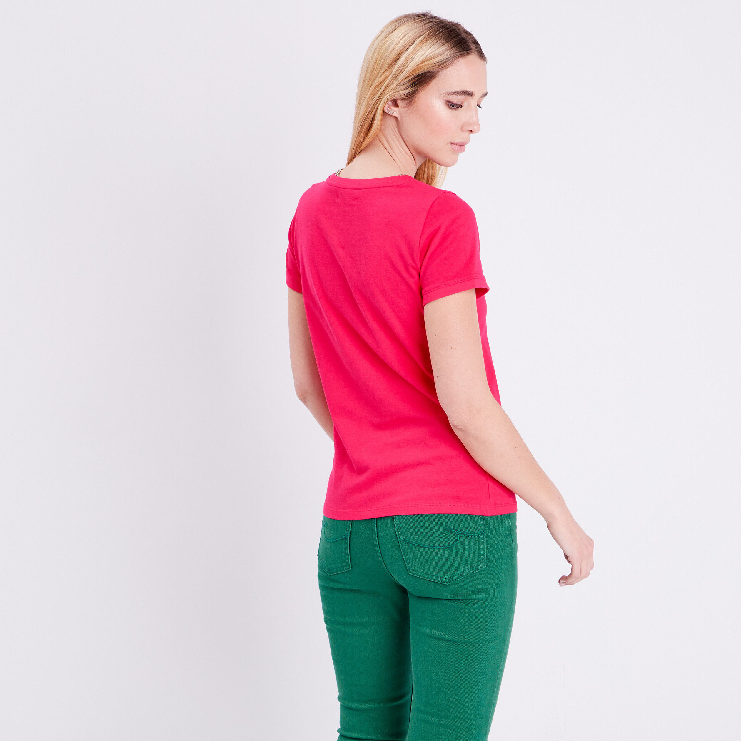 T-shirt manches courtes rose vif femme | Cache Cache