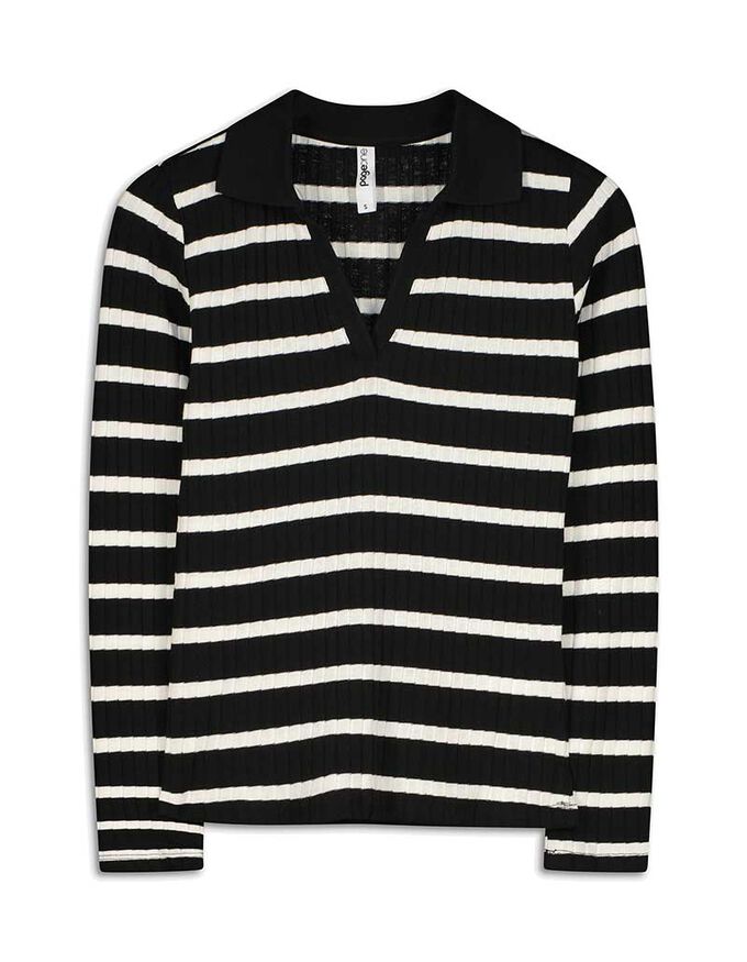 Langarm-Poloshirt - Baumwoll-Mix