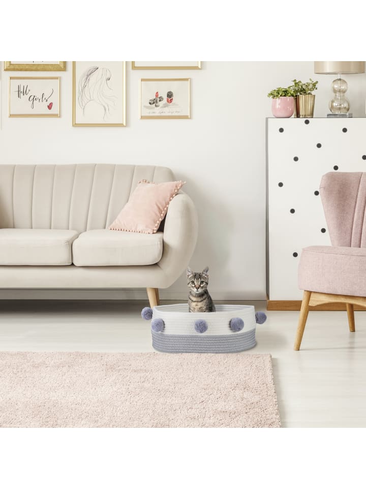 relaxdays Katzenbett in Grau/ Weiß - (H)16,5 x Ø41 cm günstig kaufen onesize